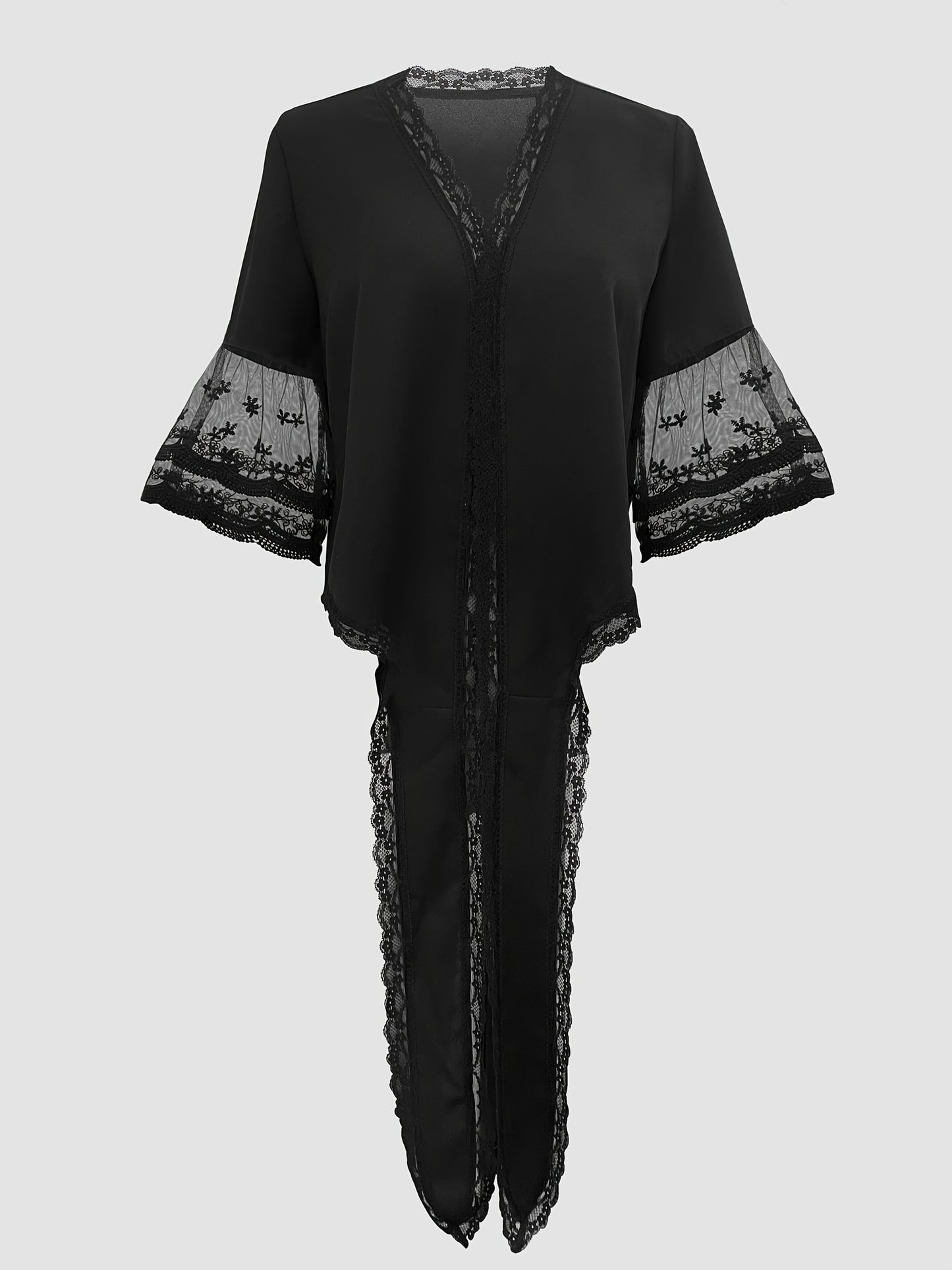 Women's Mesh Lace Sleeve Patchwork Lace Top
