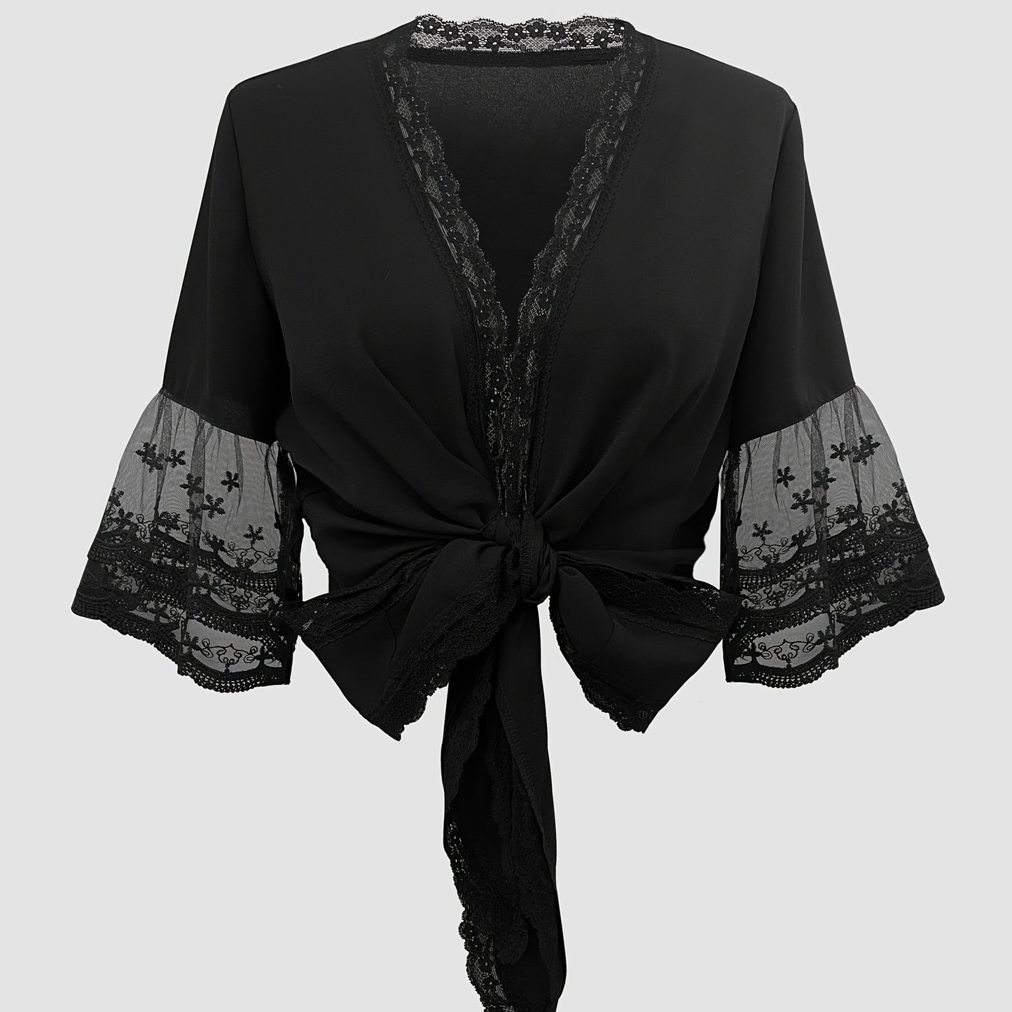 Women's Mesh Lace Sleeve Patchwork Lace Top