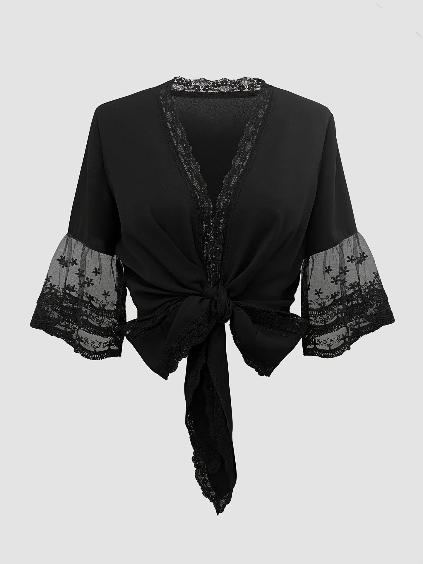 Women's Mesh Lace Sleeve Patchwork Lace Top