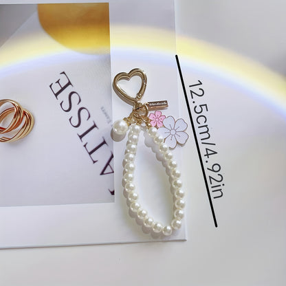 [Single Elegant Floral Keychain] Elegant Floral Beaded Keychain, Plastic Chain Key Ring with Lobster Clasp, Decorative Plant-Themed Ladies Keyring, Single Individual Piece, with Ideal for Keys, Backpacks, and Purses, for Chri