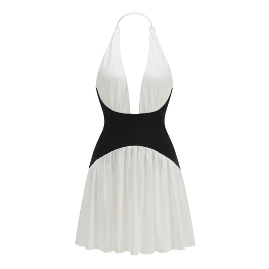 Celeste White Halter Dress