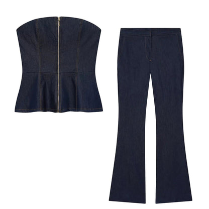 Amelia Matching Denim Set Matching Set by Magnolias Collection