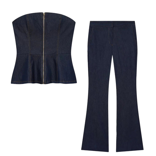 Amelia Matching Denim Set Matching Set by Magnolias Collection