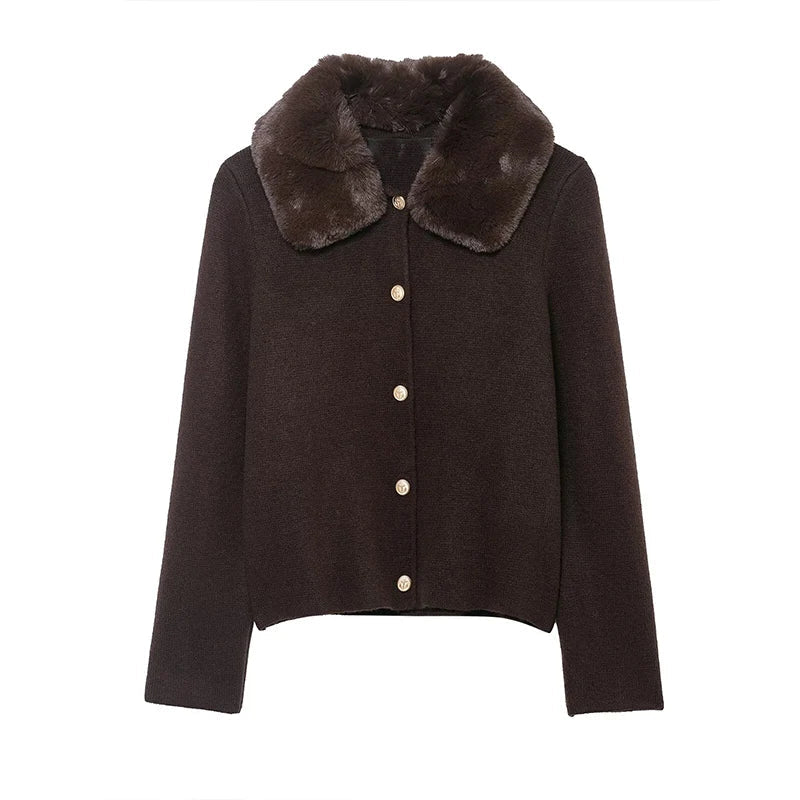 Lottie Faux Fur Cardigan Cardigan by Magnolias Collection